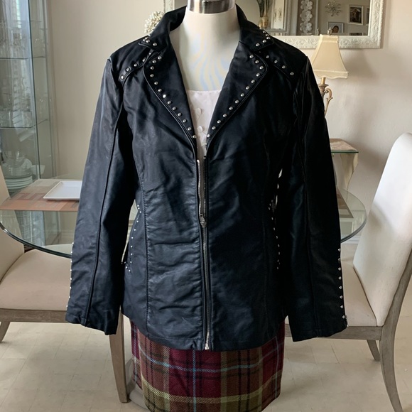 Tailored Ladies' Faux Leather Studded Jacket - Picture 2 of 8